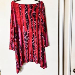JM Collection Women's Chrome Snake Jacquard 3/4-Sleeve Tunic Top, Size 1X